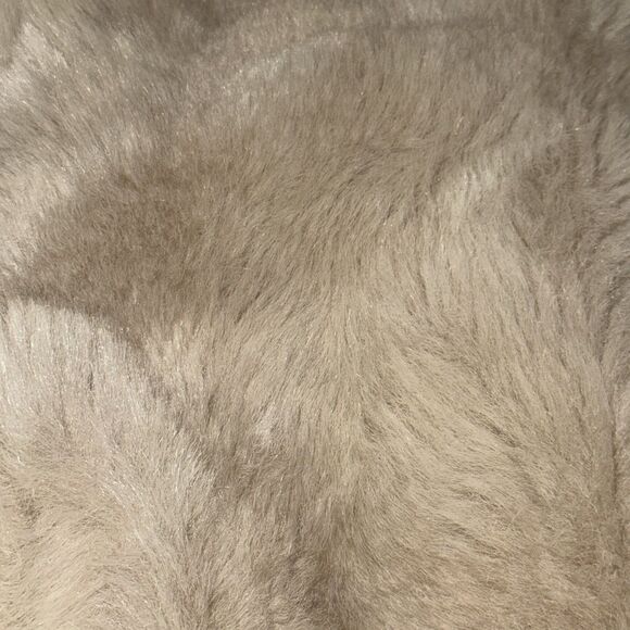 Vintage 70s Rabbit Fur Bomber Jacket Plush Satin Lined Neutral Women’s M Men’s S - Picture 4 of 6